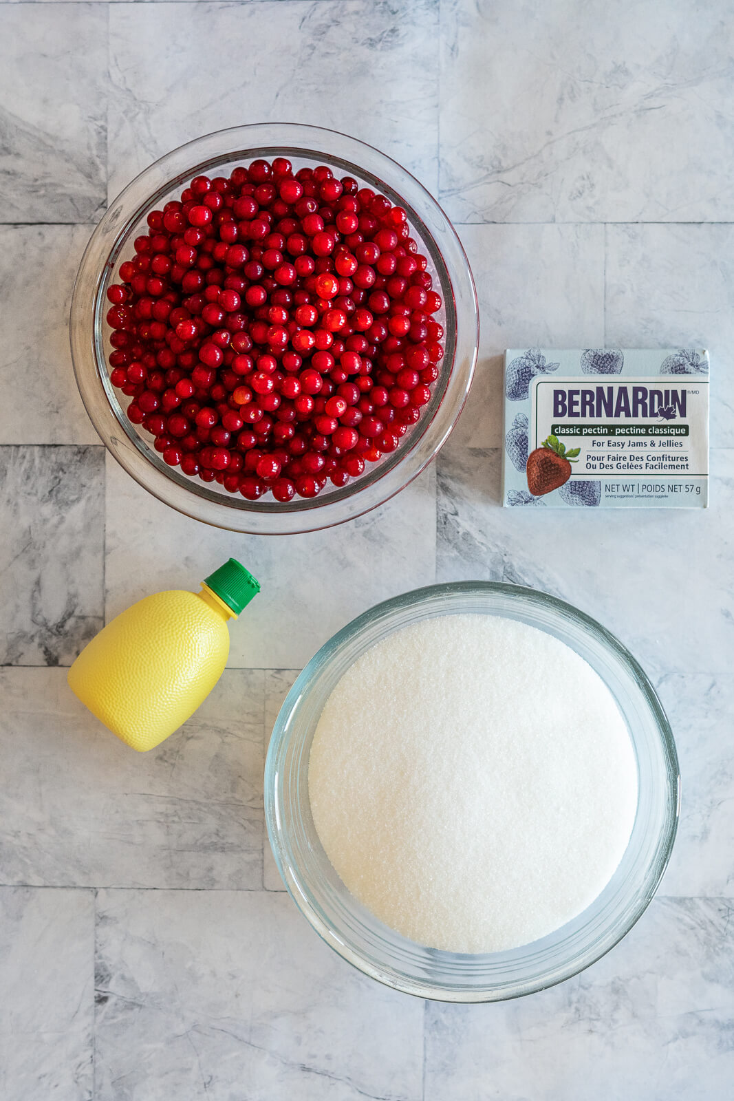 Pin cherry jelly ingredients. 