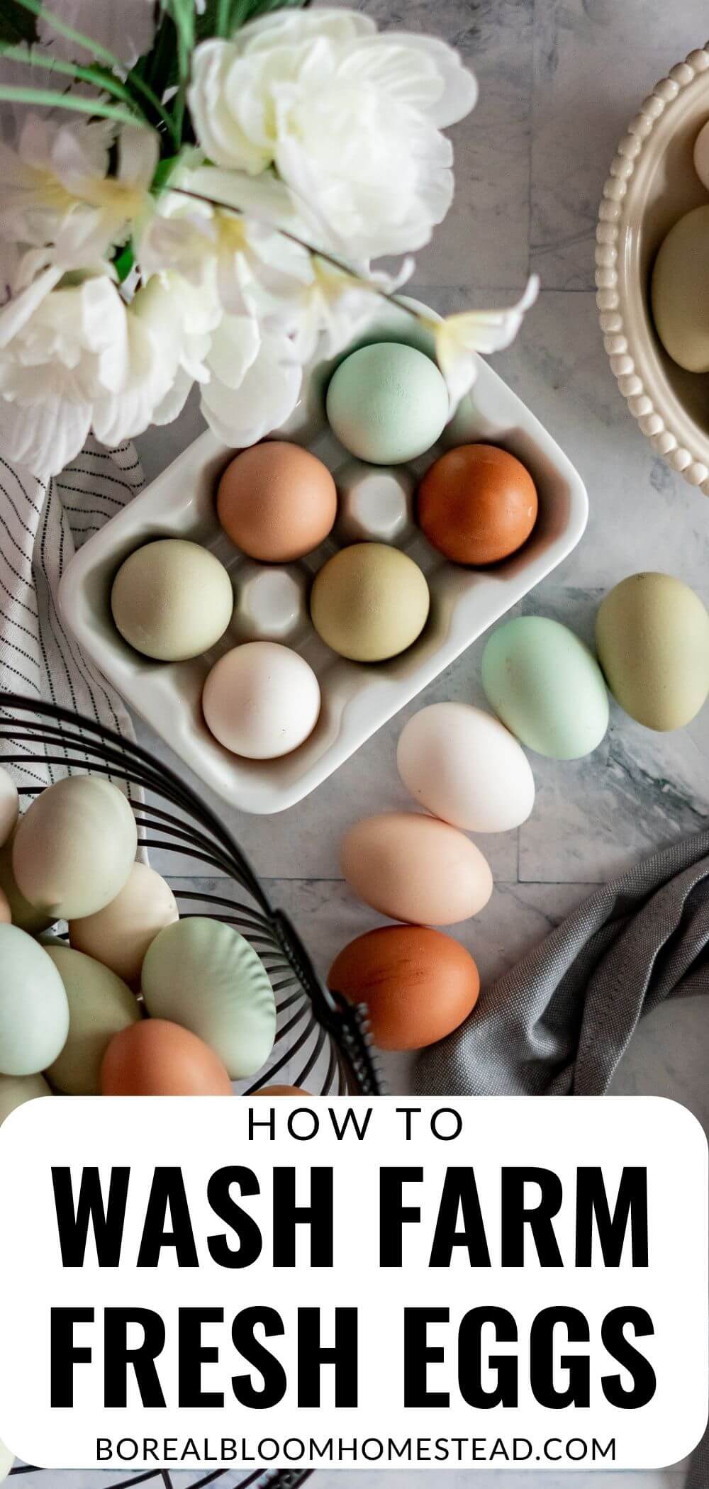 How to wash farm fresh eggs pinterest graphic. 