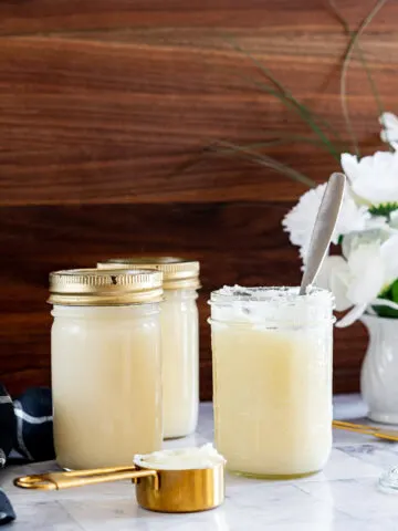 Homemade tallow in glass jars.