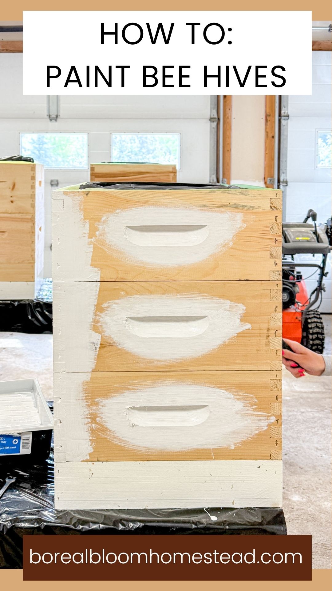 How to paint bee hives pinterest graphic.